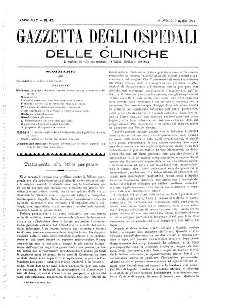 Gazzetta degli ospedali e delle cliniche