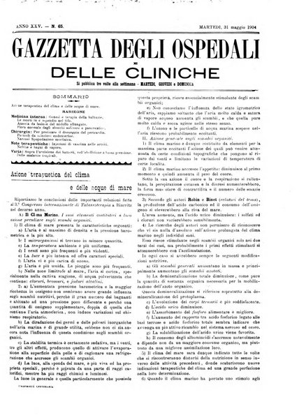 Gazzetta degli ospedali e delle cliniche