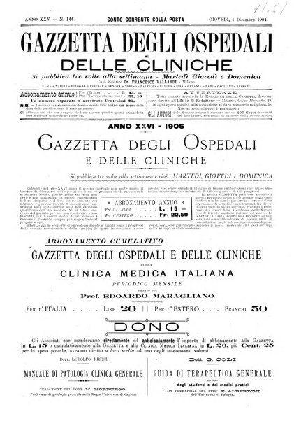 Gazzetta degli ospedali e delle cliniche