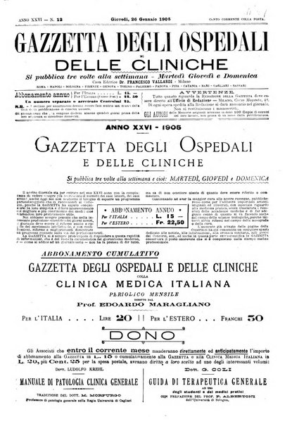 Gazzetta degli ospedali e delle cliniche