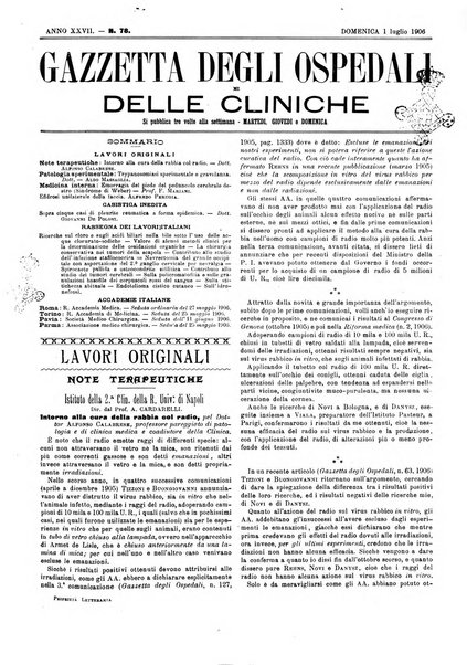 Gazzetta degli ospedali e delle cliniche