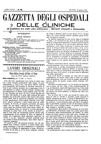 Gazzetta degli ospedali e delle cliniche