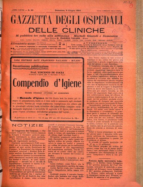 Gazzetta degli ospedali e delle cliniche