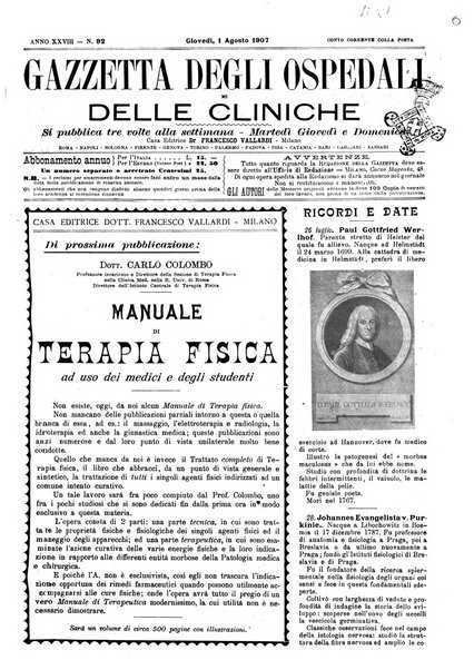 Gazzetta degli ospedali e delle cliniche