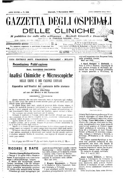 Gazzetta degli ospedali e delle cliniche