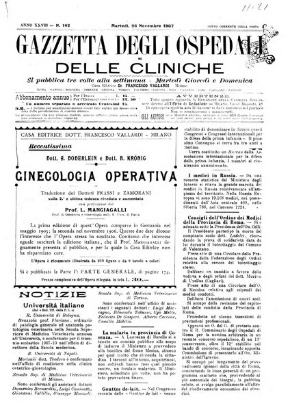 Gazzetta degli ospedali e delle cliniche