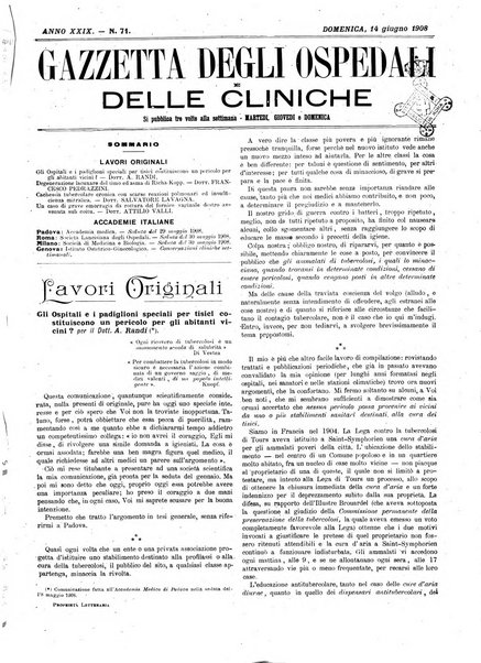 Gazzetta degli ospedali e delle cliniche