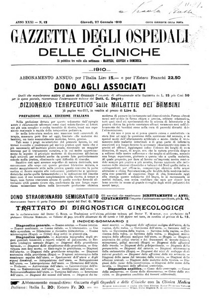 Gazzetta degli ospedali e delle cliniche