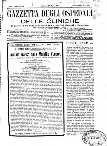 Gazzetta degli ospedali e delle cliniche