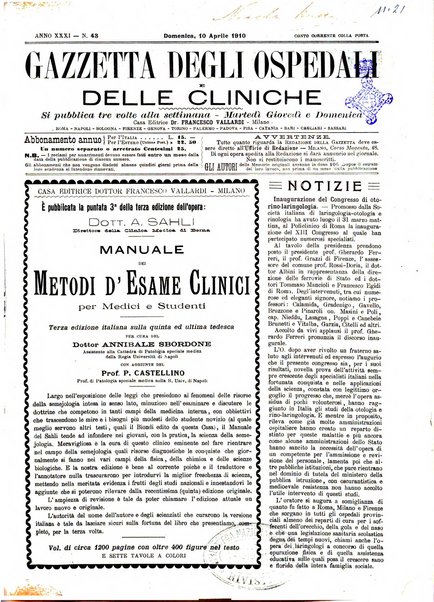 Gazzetta degli ospedali e delle cliniche