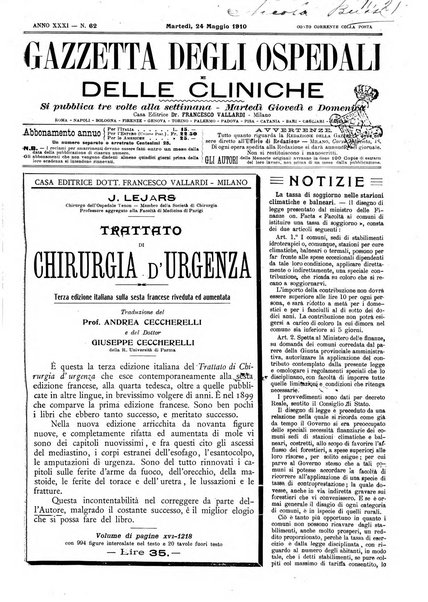 Gazzetta degli ospedali e delle cliniche