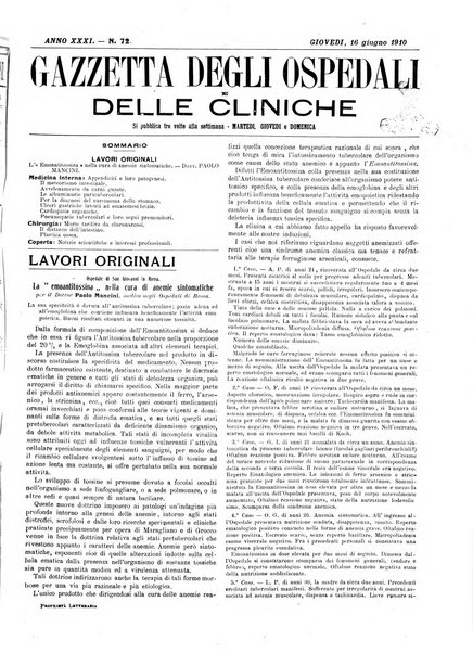 Gazzetta degli ospedali e delle cliniche