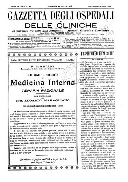 Gazzetta degli ospedali e delle cliniche