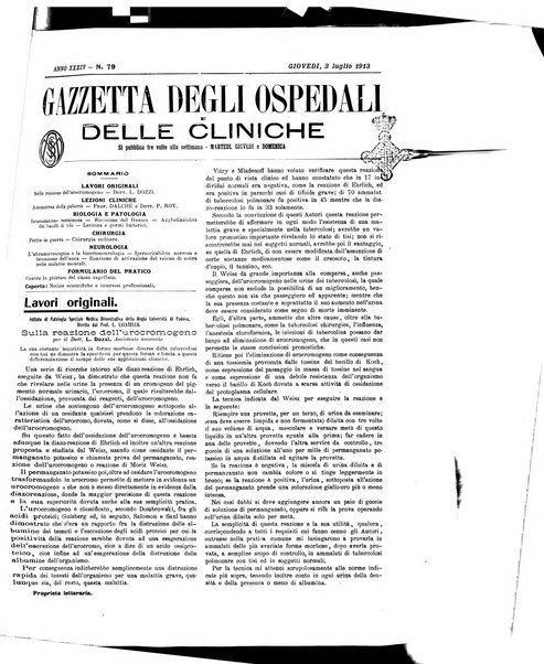 Gazzetta degli ospedali e delle cliniche