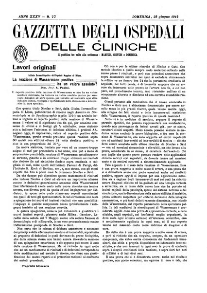 Gazzetta degli ospedali e delle cliniche