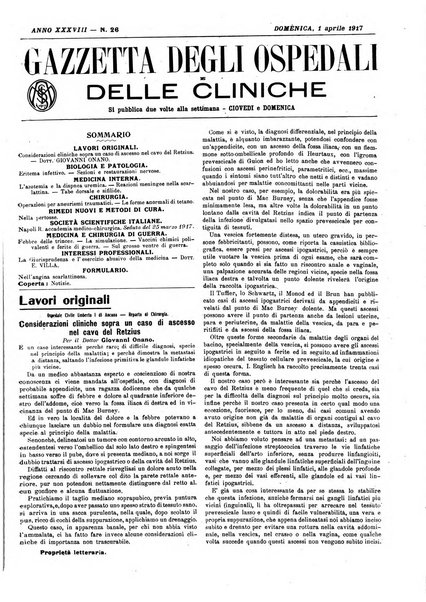 Gazzetta degli ospedali e delle cliniche