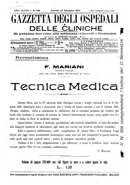 Gazzetta degli ospedali e delle cliniche