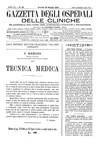 Gazzetta degli ospedali e delle cliniche