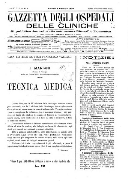 Gazzetta degli ospedali e delle cliniche