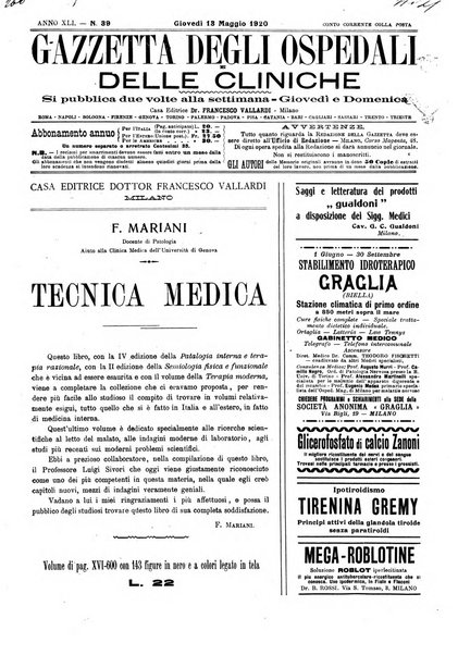 Gazzetta degli ospedali e delle cliniche