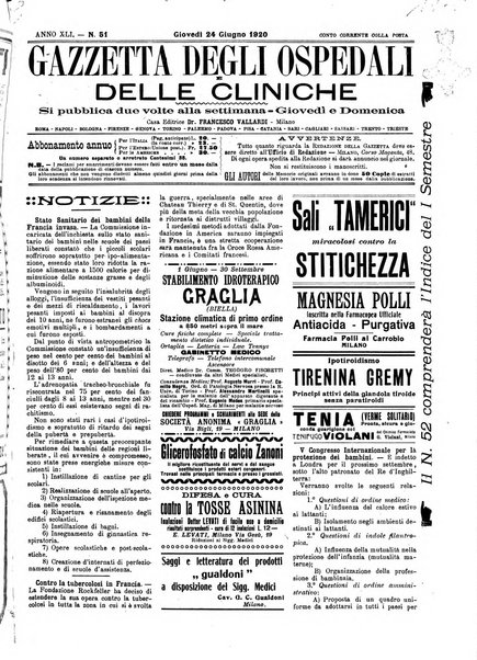 Gazzetta degli ospedali e delle cliniche