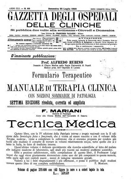 Gazzetta degli ospedali e delle cliniche