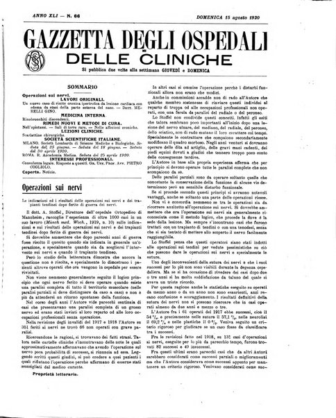 Gazzetta degli ospedali e delle cliniche