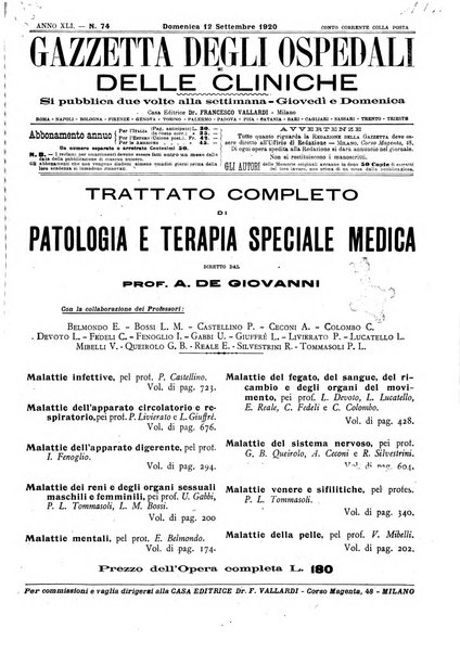 Gazzetta degli ospedali e delle cliniche