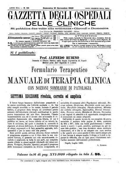 Gazzetta degli ospedali e delle cliniche