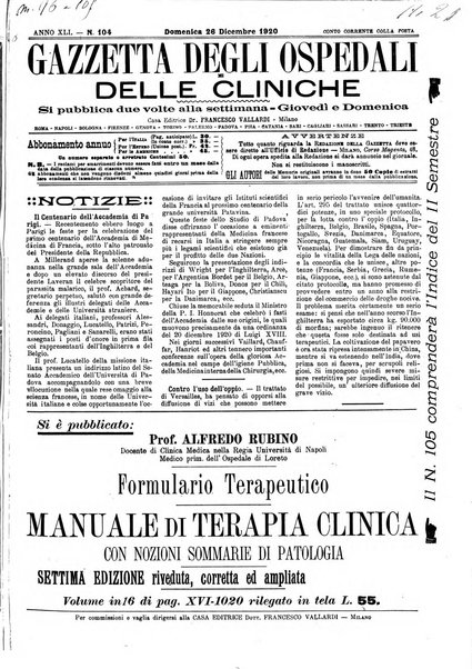 Gazzetta degli ospedali e delle cliniche