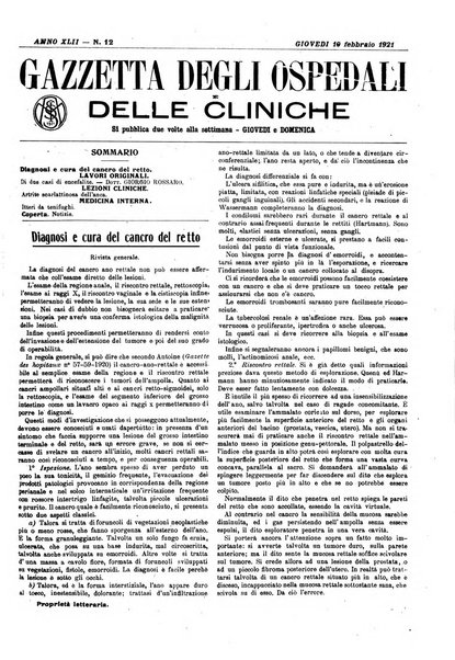 Gazzetta degli ospedali e delle cliniche