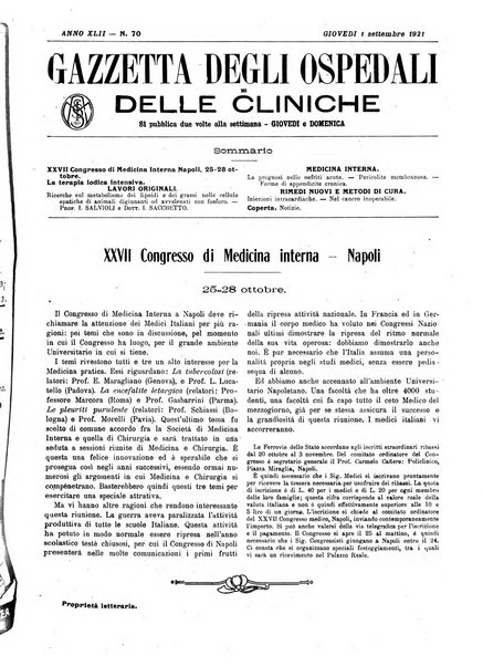 Gazzetta degli ospedali e delle cliniche