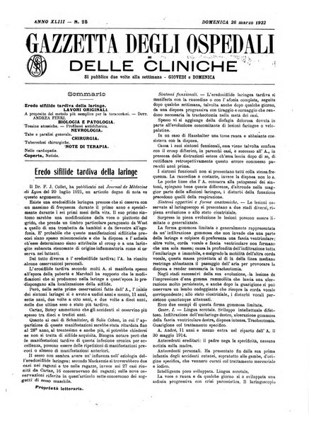 Gazzetta degli ospedali e delle cliniche