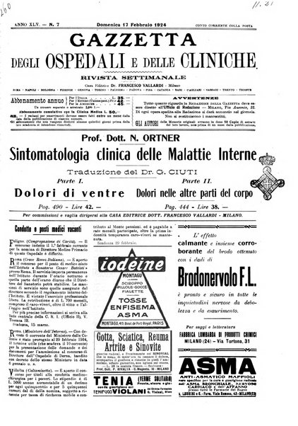 Gazzetta degli ospedali e delle cliniche