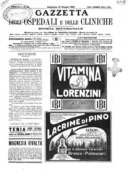 Gazzetta degli ospedali e delle cliniche