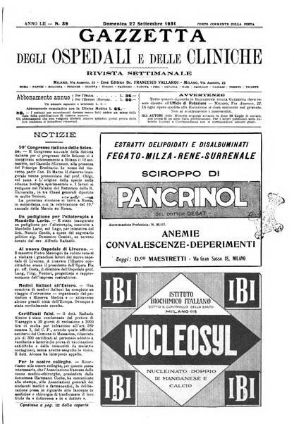 Gazzetta degli ospedali e delle cliniche