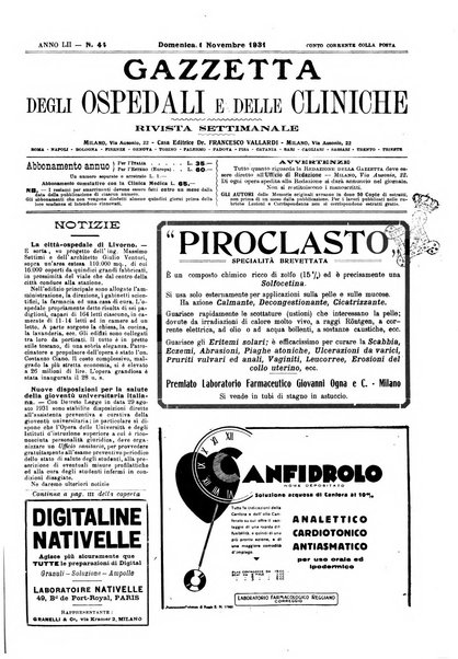 Gazzetta degli ospedali e delle cliniche