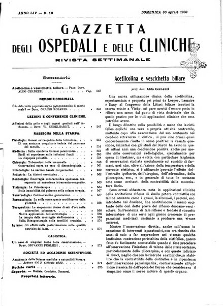 Gazzetta degli ospedali e delle cliniche