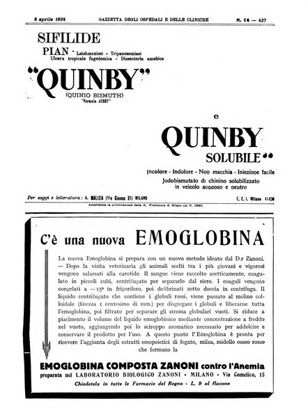 Gazzetta degli ospedali e delle cliniche