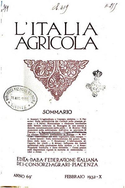 L'Italia agricola