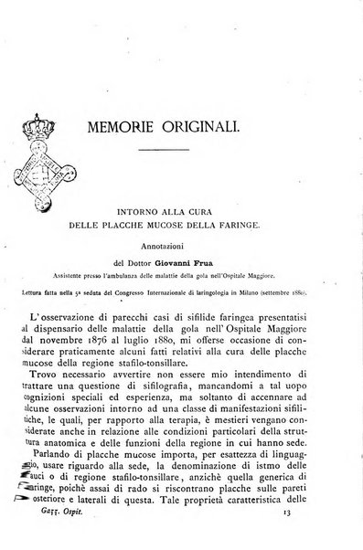 Gazzetta degli ospitali officiale per la pubblicazione degli atti del Consiglio degli Istituti ospitalieri di Milano