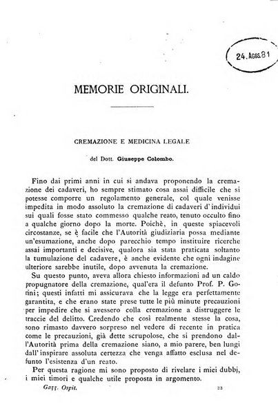 Gazzetta degli ospitali officiale per la pubblicazione degli atti del Consiglio degli Istituti ospitalieri di Milano