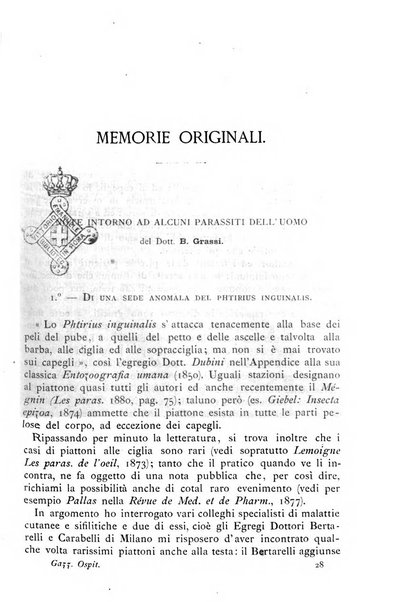 Gazzetta degli ospitali officiale per la pubblicazione degli atti del Consiglio degli Istituti ospitalieri di Milano