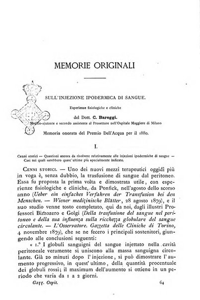 Gazzetta degli ospitali officiale per la pubblicazione degli atti del Consiglio degli Istituti ospitalieri di Milano