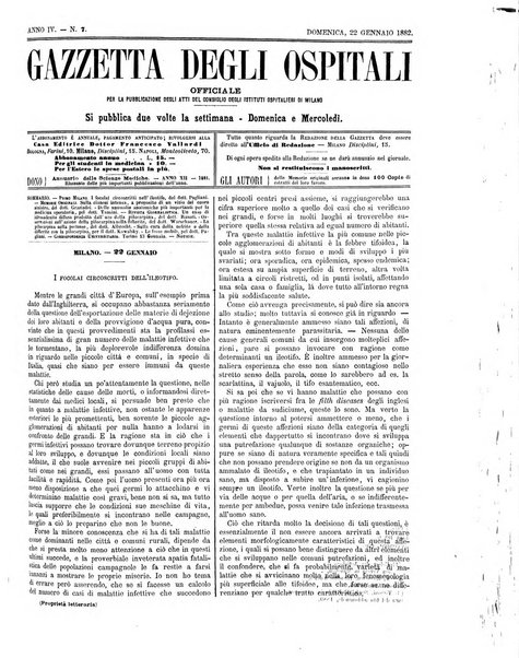 Gazzetta degli ospitali officiale per la pubblicazione degli atti del Consiglio degli Istituti ospitalieri di Milano