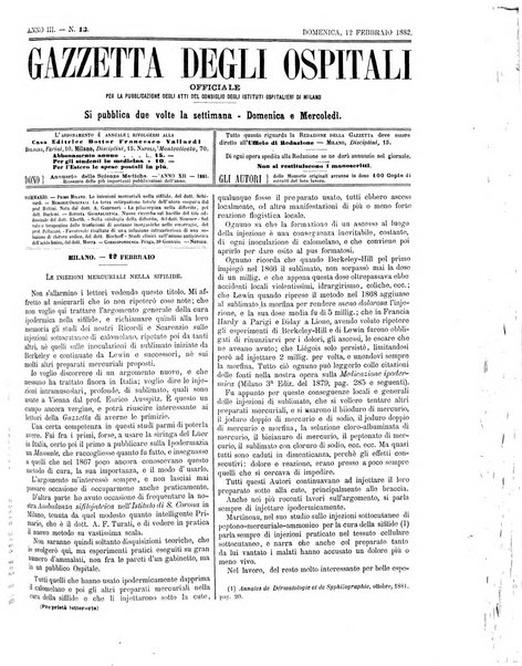 Gazzetta degli ospitali officiale per la pubblicazione degli atti del Consiglio degli Istituti ospitalieri di Milano