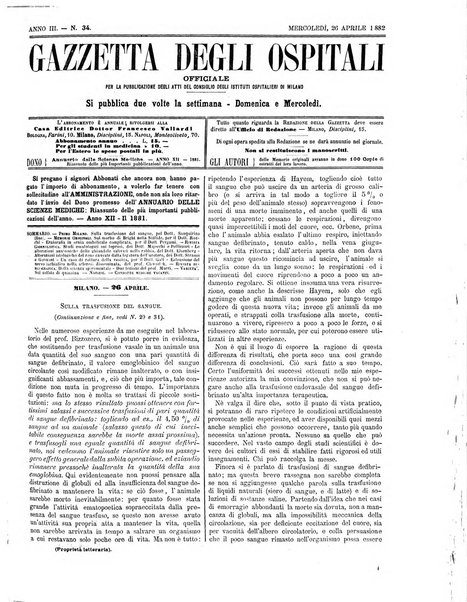 Gazzetta degli ospitali officiale per la pubblicazione degli atti del Consiglio degli Istituti ospitalieri di Milano