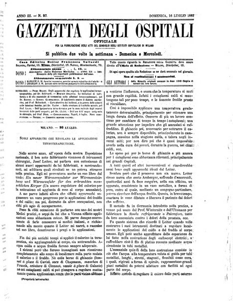 Gazzetta degli ospitali officiale per la pubblicazione degli atti del Consiglio degli Istituti ospitalieri di Milano