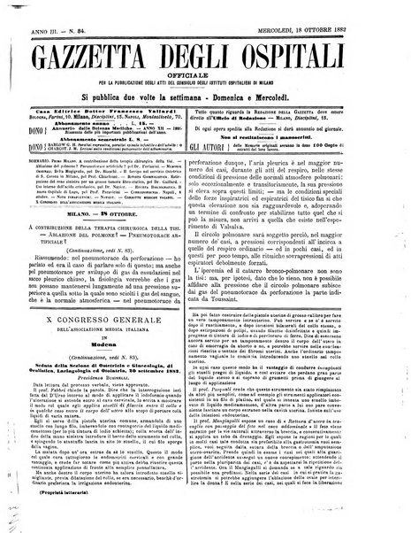 Gazzetta degli ospitali officiale per la pubblicazione degli atti del Consiglio degli Istituti ospitalieri di Milano