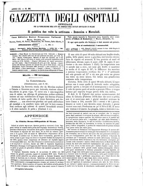 Gazzetta degli ospitali officiale per la pubblicazione degli atti del Consiglio degli Istituti ospitalieri di Milano